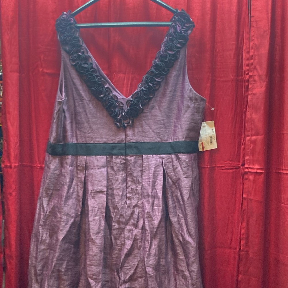 Adrianna Papell Womens Purple 3D Floral Neckline & Back Dress Plus 20W